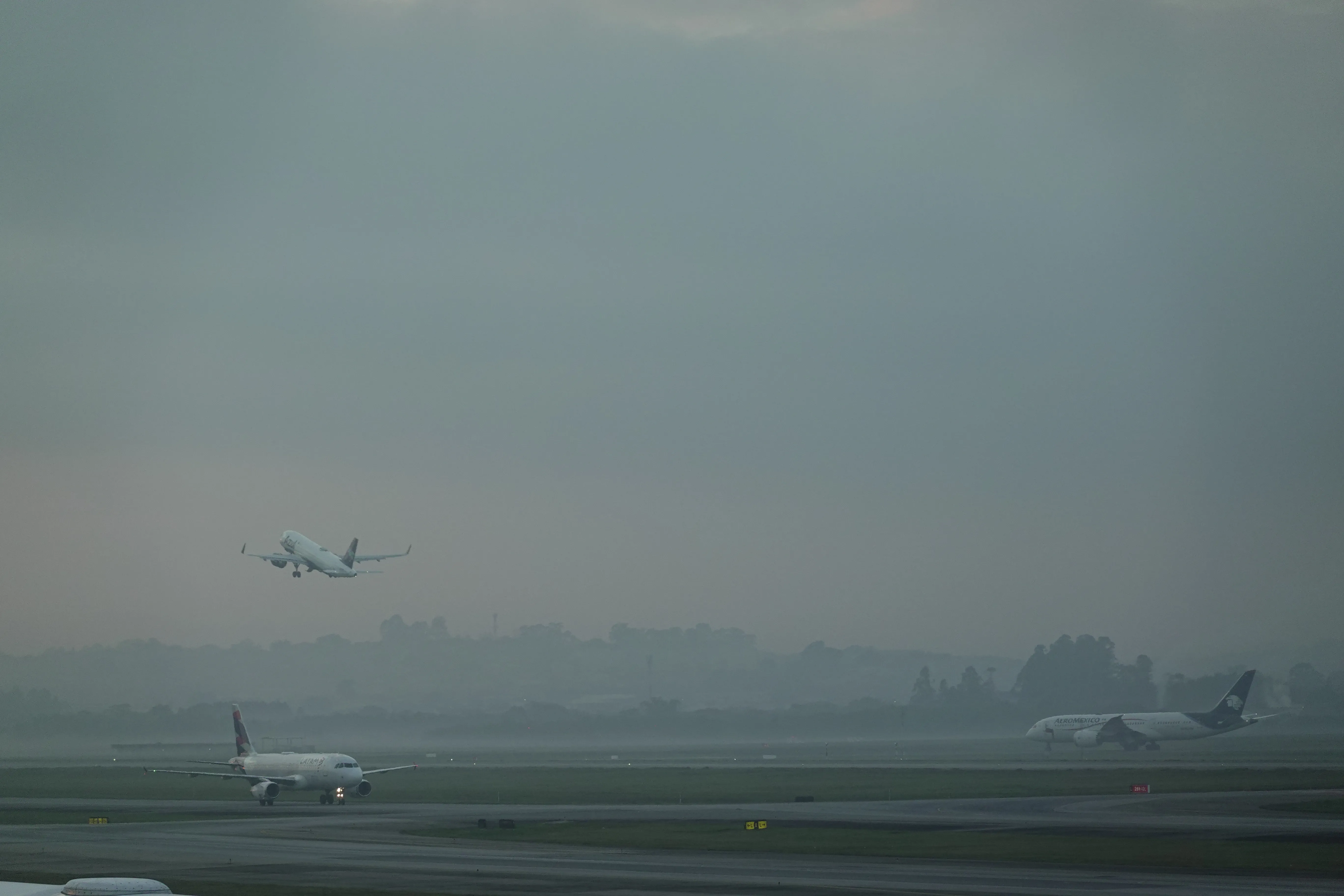 Runway view of Sao Paulo Airport in the morning